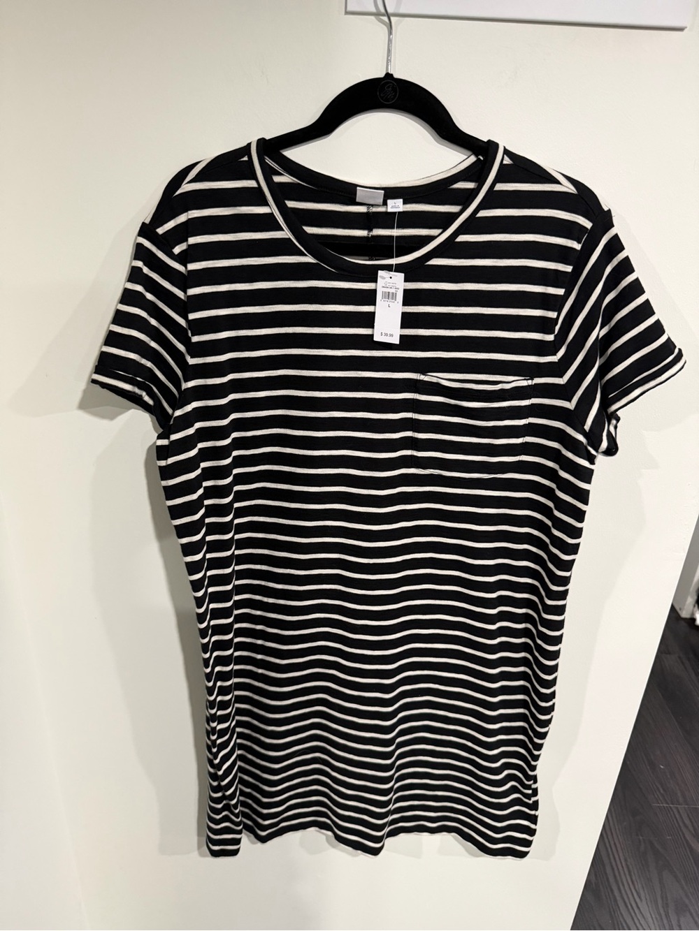 GAP Black and White Striped T-Shirt Dress